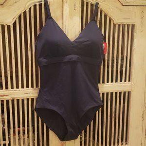 Spanx Sunkissed Navy Blue One Piece Swim Bathing Suit